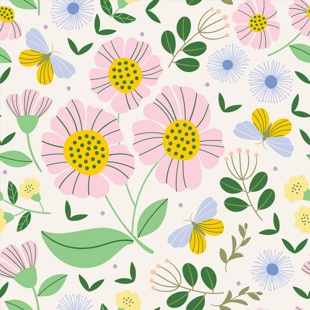 Whimsical Pink Flowers and Butterflies — Pretty Pink